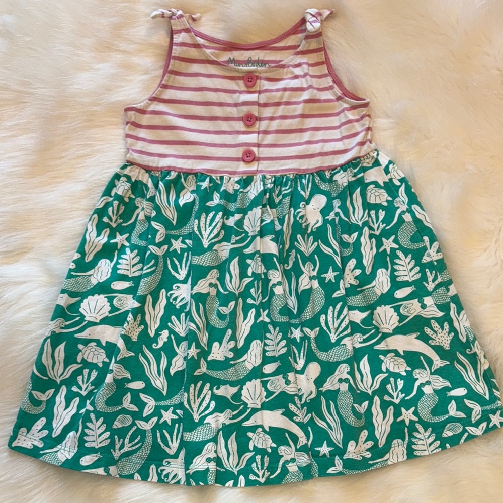 Mini Boden Pink Striped and Green Patterned Dress